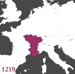 Sub-Kingdom of Burgundy in the Holy Roman Empire, plus the Duchy of Burgundy in 1220