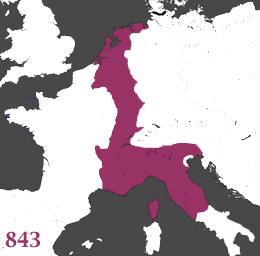 The Middle Frankish Kingdom at the treaty of Verdun in 843, based on Burgundy.
