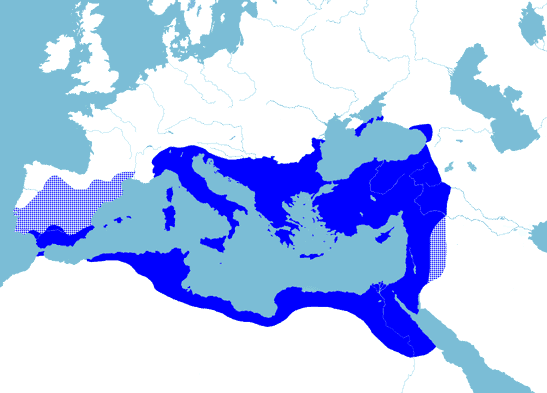 Byzantine (Roman) Empire in 564 AD towars the end of Justinian's reign